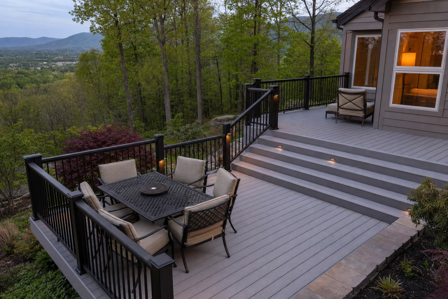 Two-level composite deck